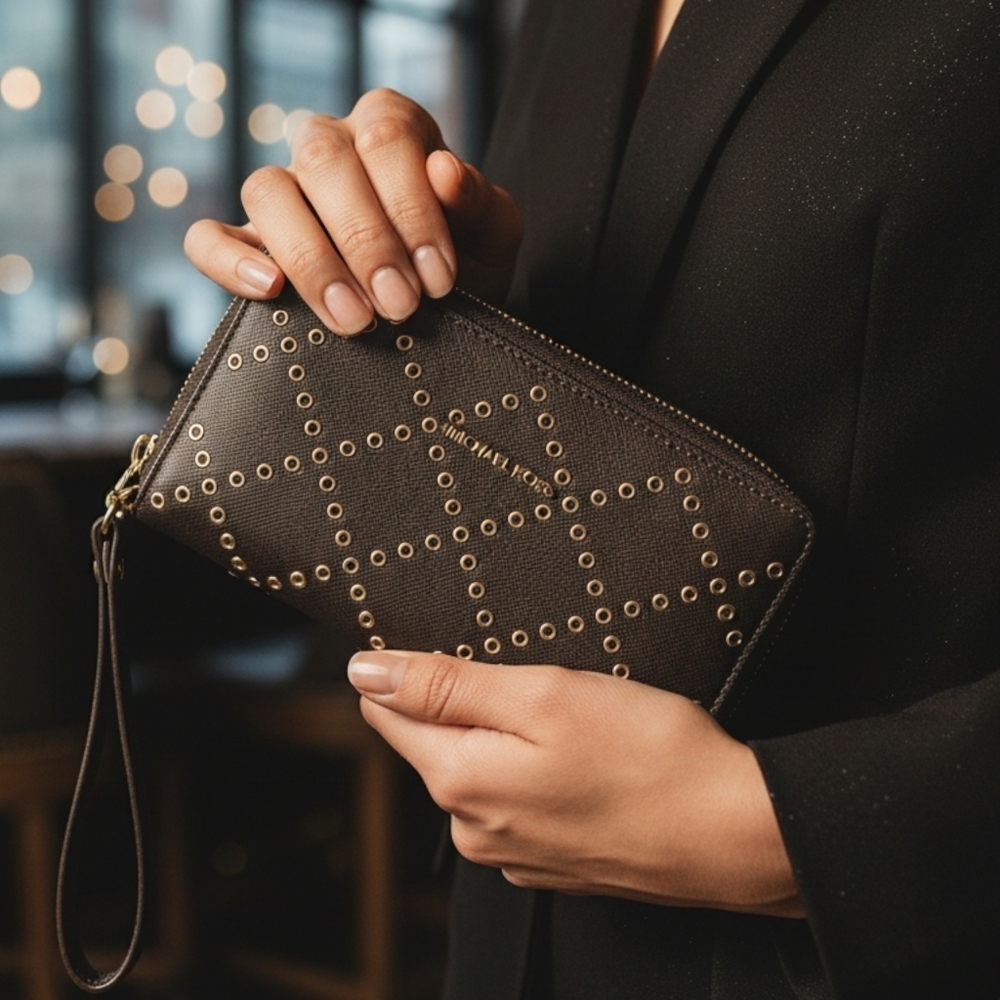 ✨️NWOT! Michael Kors Black Wristlet with Gold Accents - Picture 5 of 16